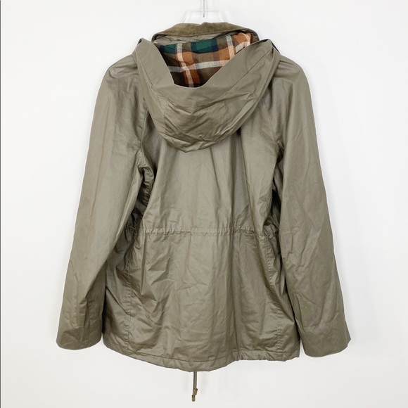 ZARA Waxed Utility Jacket Parka L Field Green Hood - Picture 3 of 8